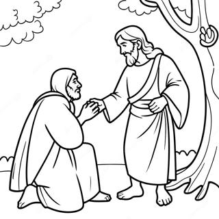 Zacchaeus Meeting Jesus Coloring Page 65414-52427