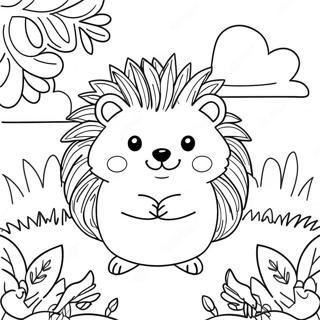 Cute Hedgehog In A Garden Coloring Page 65424-52433