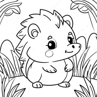 Cute Hedgehog In A Garden Coloring Page 65424-52434