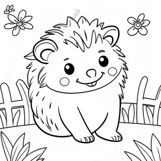 Cute Hedgehog In A Garden Coloring Page 65424-52435