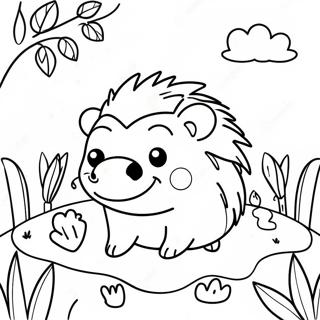 Cute Hedgehog In A Garden Coloring Page 65424-52436