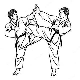 Dynamic Taekwondo Kicking Coloring Page 65494-52485