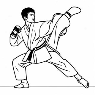 Dynamic Taekwondo Kicking Coloring Page 65494-52486