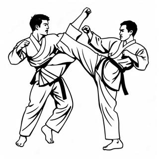 Dynamic Taekwondo Kicking Coloring Page 65494-52487