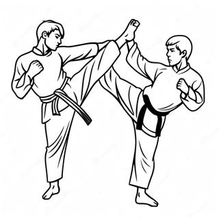 Dynamic Taekwondo Kicking Coloring Page 65494-52488