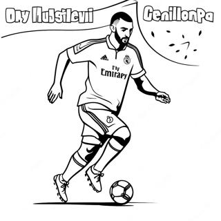 Benzema Dribbling The Ball Coloring Page 65524-52517