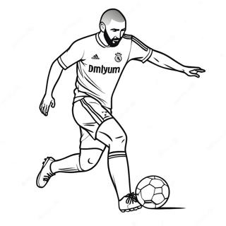 Benzema Dribbling The Ball Coloring Page 65524-52518