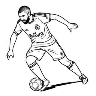 Benzema Dribbling The Ball Coloring Page 65524-52519