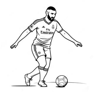 Benzema Dribbling The Ball Coloring Page 65524-52520