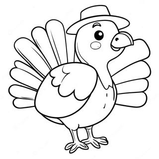 Cute Cartoon Turkey Coloring Page 65554-52541