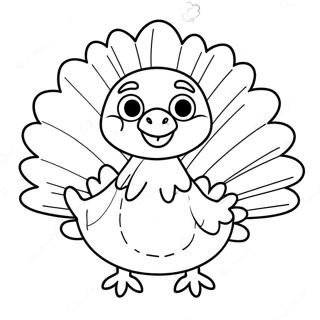 Cute Cartoon Turkey Coloring Page 65554-52542