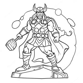 Thor With Mjolnir Coloring Page 65574-52553