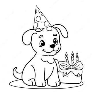 Cute Puppy With Birthday Hat Coloring Page 65634-52601