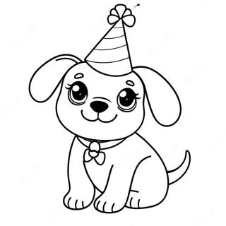 Cute Puppy With Birthday Hat Coloring Page 65634-52603