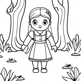 Wednesday Addams In A Spooky Forest Coloring Page 65664-52629