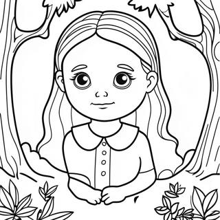 Wednesday Addams In A Spooky Forest Coloring Page 65664-52631