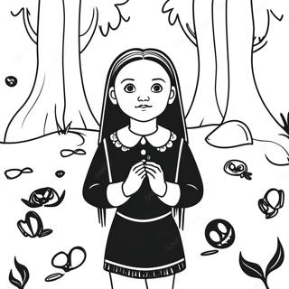 Wednesday Addams In A Spooky Forest Coloring Page 65664-52632