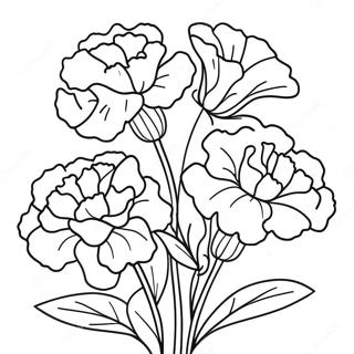 Beautiful Carnation Bouquet Coloring Page 65684-52643