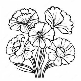 Beautiful Carnation Bouquet Coloring Page 65684-52644