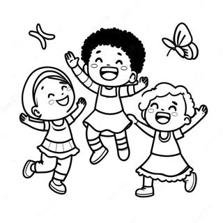 Joyful Black Children Playing Coloring Page 65794-52726