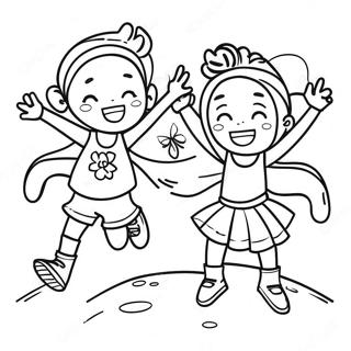 Joyful Black Children Playing Coloring Page 65794-52728