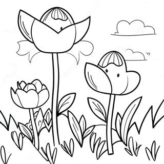 Spring Flowers Coloring Page 6586-5357