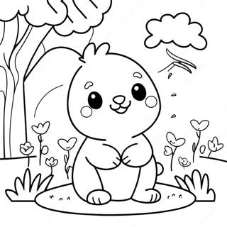 Cheerful Spring Animals Coloring Page 6587-5366