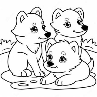 Playful Arctic Wolf Puppies Coloring Page 65914-52818