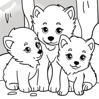 Playful Arctic Wolf Puppies Coloring Page 65914-52819