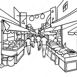 Taiwanese Night Market Scene Coloring Page 65934-52841