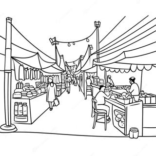 Taiwanese Night Market Scene Coloring Page 65934-52842