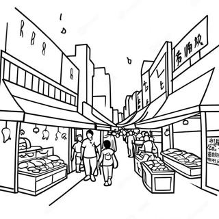 Taiwanese Night Market Scene Coloring Page 65934-52843