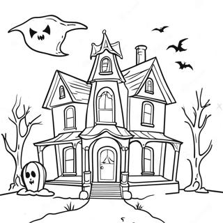 Creepy Haunted House Coloring Page 66004-52894