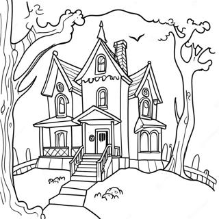 Creepy Haunted House Coloring Page 66004-52895