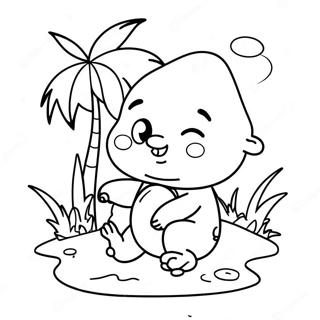 Cute Kakamora With Coconut Coloring Page 66054-52975