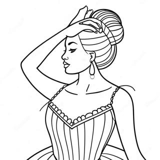 Black Ballerina In Elegant Pose Coloring Page 66083-52990