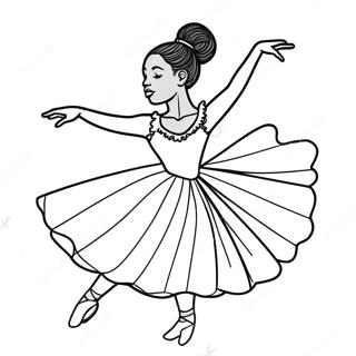 Graceful Black Ballerina Dancing Coloring Page 66084-52996