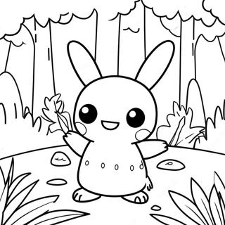 Cute Mimikyu In A Forest Coloring Page 66094-53001