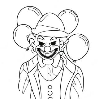 Creepy Gangster Clown With Balloons Coloring Page 66114-53018