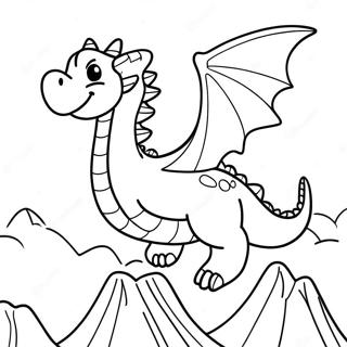 Puff The Magic Dragon Flying Over Mountains Coloring Page 66164-53059