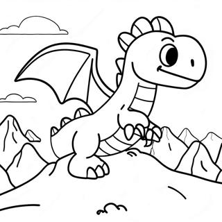 Puff The Magic Dragon Flying Over Mountains Coloring Page 66164-53060