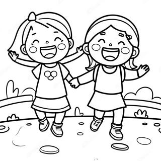 Excited Kids On First Day Of Second Grade Coloring Page 66194-53093