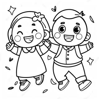 Excited Kids On First Day Of Second Grade Coloring Page 66194-53096