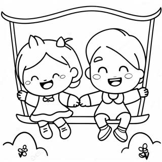 Cute Children Swinging Together Coloring Page 66204-53087