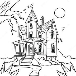 Creepy Haunted House Coloring Page 66224-53105