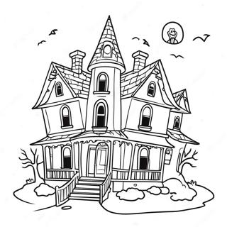 Creepy Haunted House Coloring Page 66224-53106