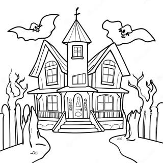 Creepy Haunted House Coloring Page 66224-53107