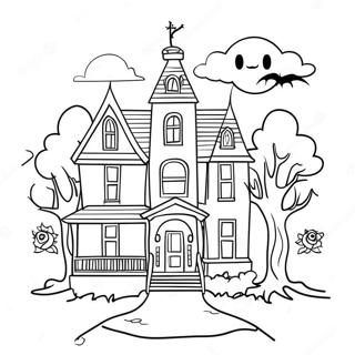 Creepy Haunted House Coloring Page 66224-53108