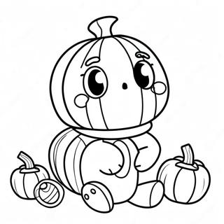 Cute Among Us Crewmate With Pumpkin Coloring Page 66264-53139