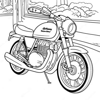 Vintage Kawasaki Motorcycle Coloring Page 66374-53228